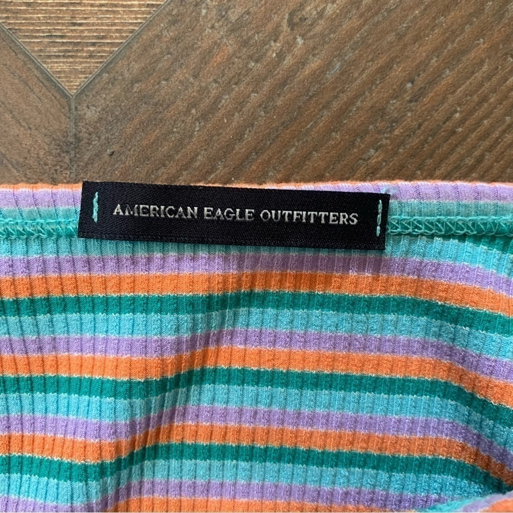 American Eagle Striped Cropped V Neck Cami - Picture 5 of 6